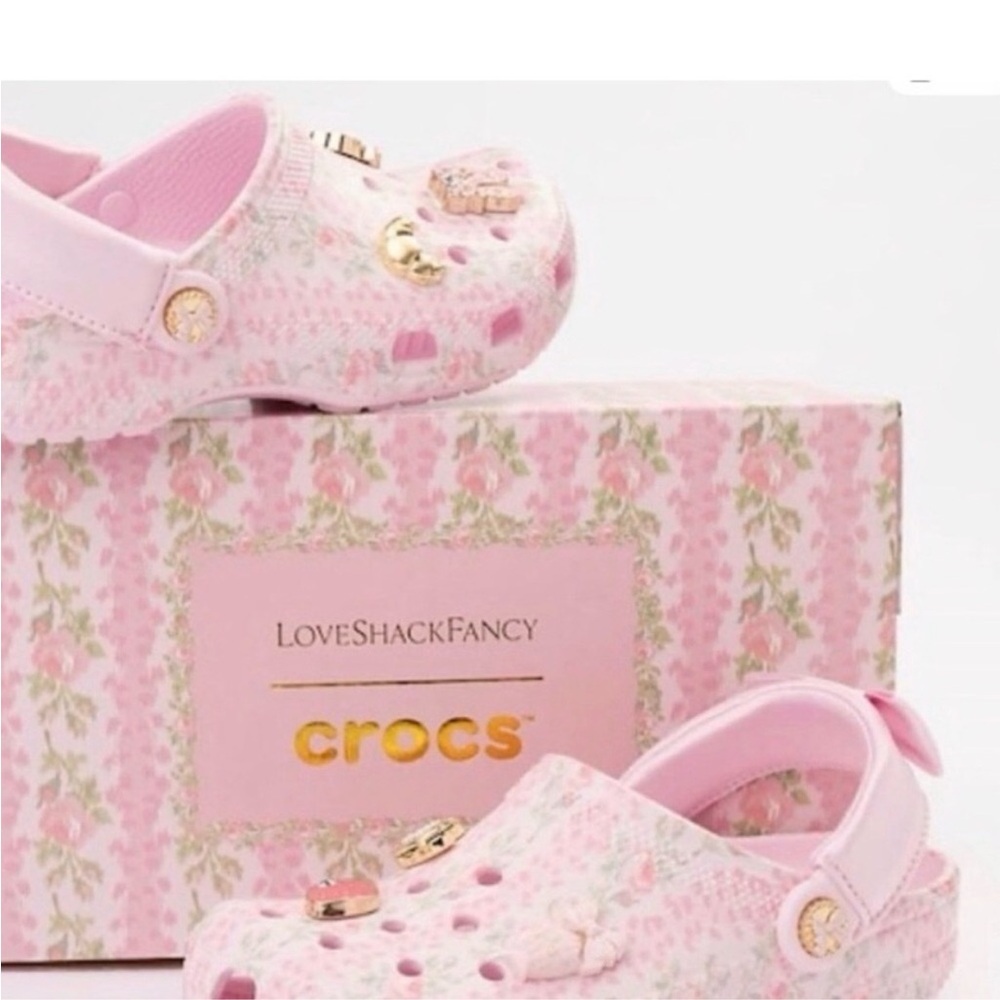 Love Shack Fancy x CROCS kids pink floral size 2 new youth girls box